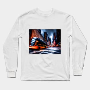 Nightfall Rush: Vibrant New York City Long Sleeve T-Shirt